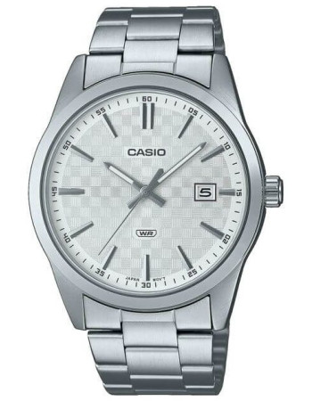 Casio – Cadran blanc avec dateur – Bracelet en acier inoxydable – MTP-VD03D-7AUDF