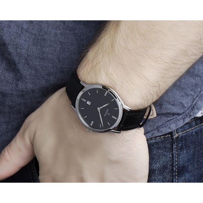 Festina – Classique pour homme – Cadran noir avec dateur – Bracelet cuir noir – F16745/5