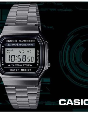Casio – Noir – Digitale – Vintage Collection – Bracelet en acier inoxydable – A168WGG-1ADF