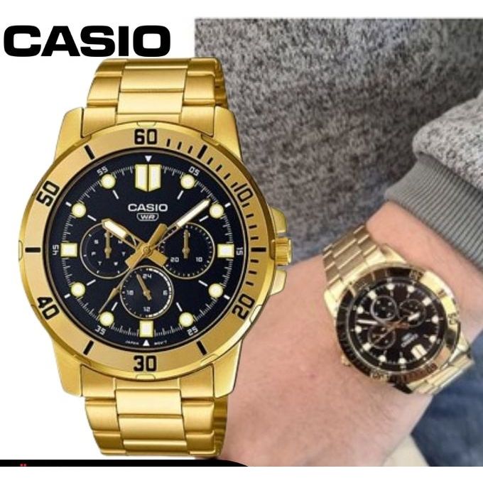 Casio – Montre homme bracelet en acier inoxydable dorée – MTP-VD300G-1EUDF