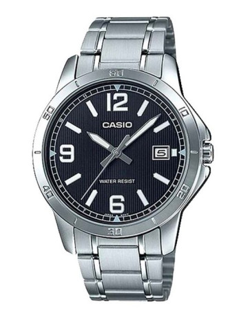 Casio – Cadran noir – Dateur – Bracelet acier inoxydable – MTP-V004D-1B2UD