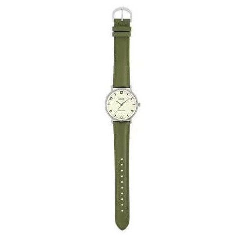 Casio – Montre classique en bracelet cuir vert pour hommes – Index chiffres facile – MTP-VT03L-7B