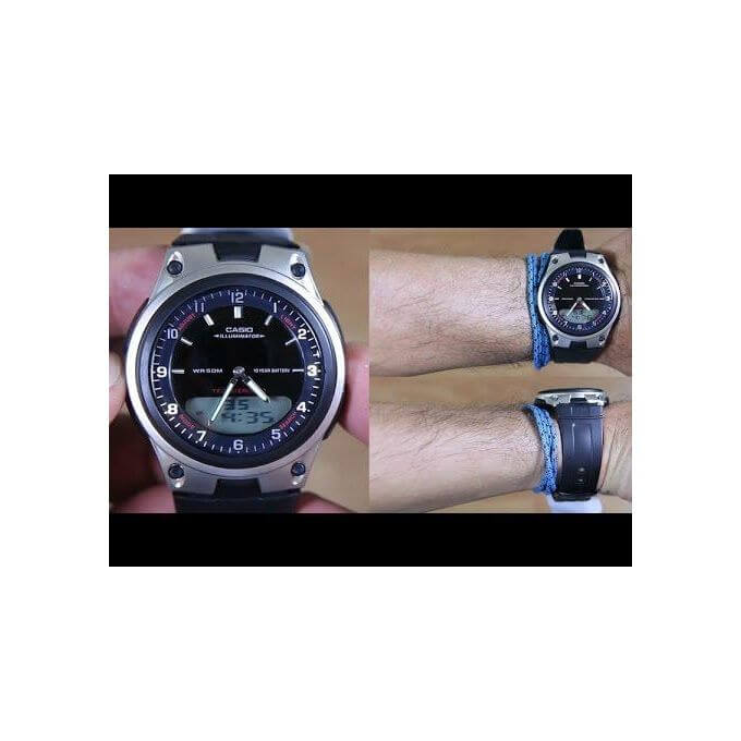 Casio – Double montre – Autonomie de batterie 10 ans – Étanchéité jusqu’à 50 mètres – Heure mondiale – AW-80-1A