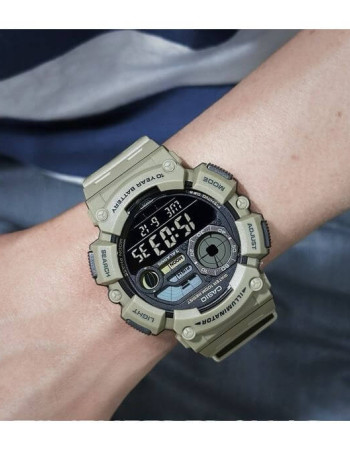 Casio – Montre sport en résine verte, autonomie pile 10 ans & indicateurs de phase lunaire – WS-1500H-5BV