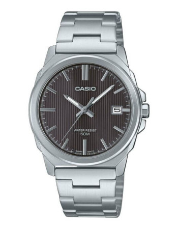 Casio – Boîtier medium 38 mm – Cadran noir avec motifs rayés – Dateur à 3h – MTP-E720D-8AV