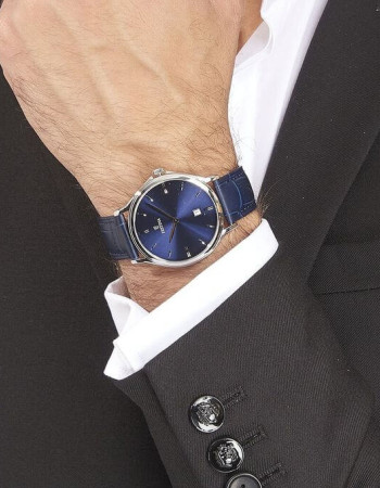 Festina – Extra plate en bleu pour hommes – Avec dateur – Bracelet cuir bleu – F16745/3