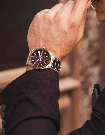 Casio – Édifice Collection pour homme – Cadran marron – Bracelet en acier bicolore – EFV-610SG-5AV