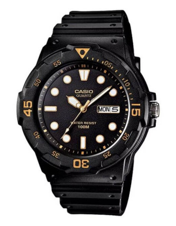 Casio – Bracelet en silicone noir – Avec dateur jour/mois – Étanche 100 m – MRW-200H-1EVDF