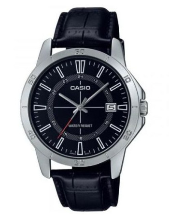 Casio – Montres analogiques classiques conçues – Bracelet cuir noir – MTP-V004L-1C