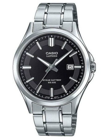 Casio – Cadran noir – Verre saphir anti-rayure – Bracelet inoxydable – MTS-100D-1AV