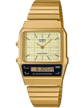 Casio – VINTAGE – Bracelet inoxydable doré – Double montre « Analogique/Numérique » – AQ-800EG-9A