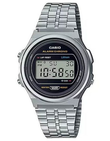 Casio – Numérique – Vintage Collection ronde argentée – Bracelet en acier inoxydable – A171WE-1ADF