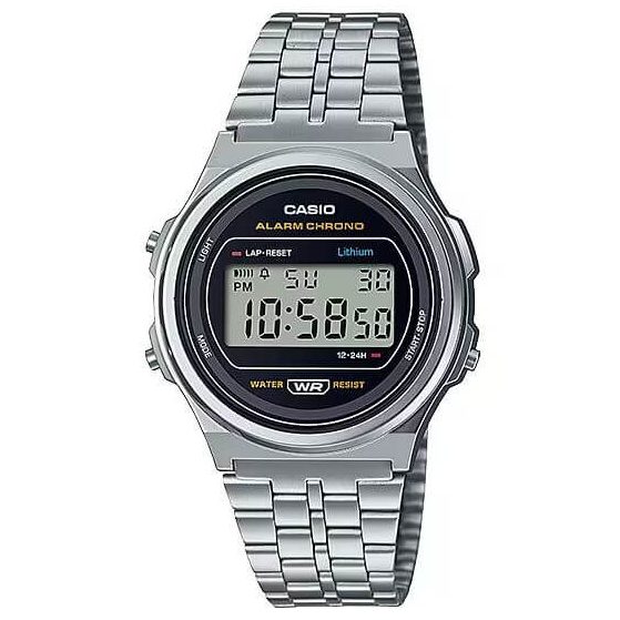 Casio – Numérique – Vintage Collection ronde argentée – Bracelet en acier inoxydable – A171WE-1ADF
