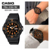 Casio – Montre pour hommes chiffres orange – Bracelet en silicone noir – MRW-200H-4BV