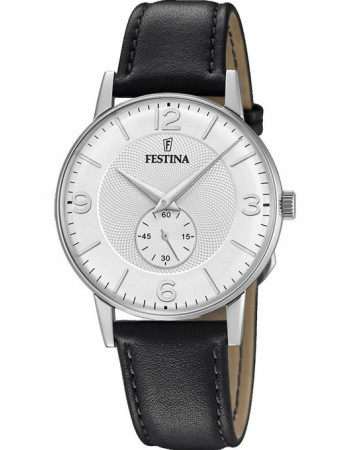 Festina – Argentée – Petite seconde – Cadran argenté – Bracelet cuir noir – F20566/2