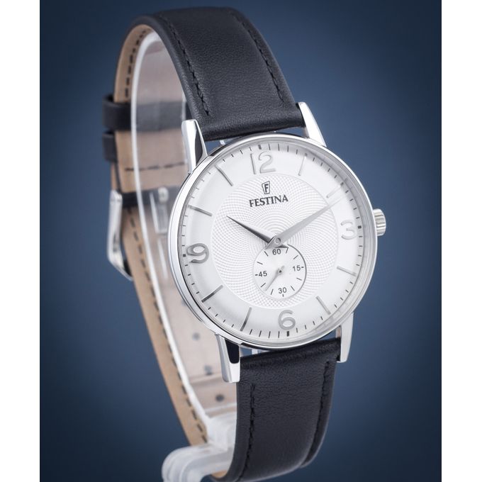 Festina – Argentée – Petite seconde – Cadran argenté – Bracelet cuir noir – F20566/2