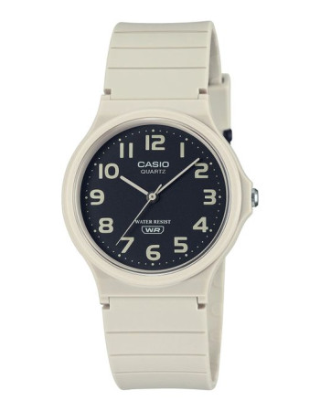 Casio – Blanche – Index chiffres blancs sur cadran noir – Bracelet en silicone blanc – MQ-24UC-8BDF