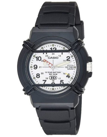 Casio – Cadran blanc – Avec dateur sur 3h – Bracelet en silicone noir – HDA-600B-7BV