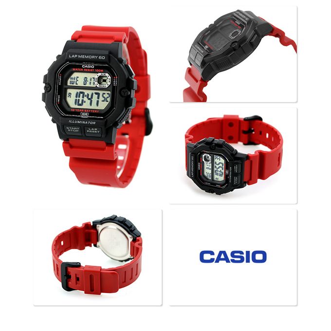 Casio – Bracelet rouge sport – Batterie longue durée – WS-1400H-4AVDF
