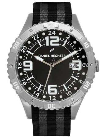 Daniel Hechter – Montre homme – DHH 002/AA – Argenté cadran noir – Bracelet nylon noir