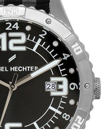 Daniel Hechter – Montre homme – DHH 002/AA – Argenté cadran noir – Bracelet nylon noir