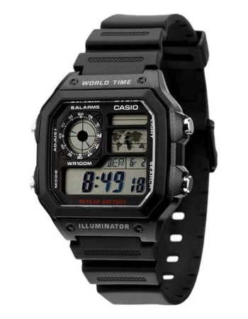 Casio – Montre homme digitale – Bracelet noir – AE-1200WH-1AVDF Casio – Montre homme digitale – Bracelet noir – AE-1200WH-1AVDF
