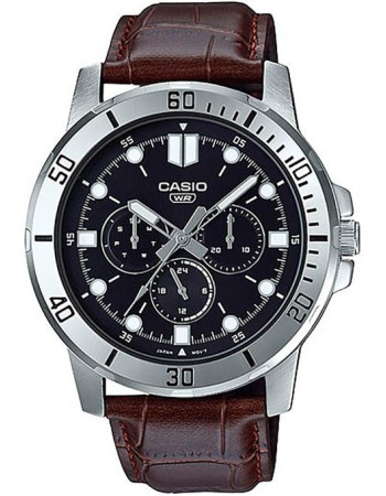 Casio – Homme – Bracelet cuir marron – Cadran noir – MTP-VD300L-1EUDF