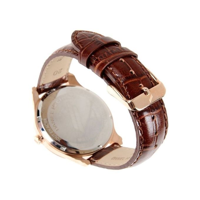 Daniel Hechter homme – Cadran blanc – Boîtier bronze – Bracelet en cuir marron – DHH020/2BU