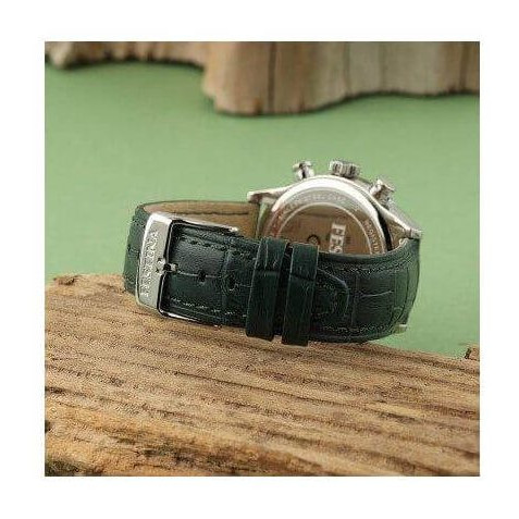 Festina – Montre verte chronographe pour hommes – Bracelet cuir vert – Diamètre 43 mm – F20542/7