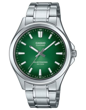 Casio – Montre pour hommes – Solaire & verre saphir inrayable – Fond vert – Tout en acier inoxydable – MTS-RS100D-3AVDF Casio – Montre pour hommes – Solaire & verre saphir inrayable – Fond vert – Tout en acier inoxydable – MTS-RS100D-3AVDF