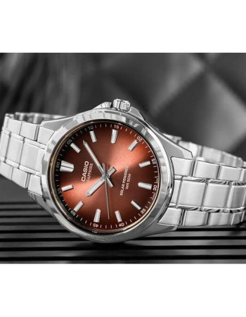 Casio – Montre pour hommes – Solaire & verre saphir inrayable – Fond marron – Tout en acier inoxydable – MTS-RS100D-5ADF Casio – Montre pour hommes – Solaire & verre saphir inrayable – Fond marron – Tout en acier inoxydable – MTS-RS100D-5ADF