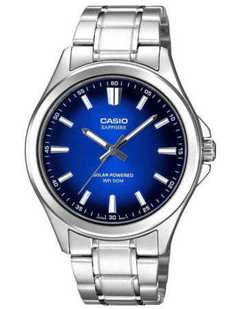 Casio – Montre pour hommes – Solaire & verre saphir inrayable – Fond bleu – Tout en acier inoxydable – MTS-RS100D-2AV Casio – Montre pour hommes – Solaire & verre saphir inrayable – Fond bleu – Tout en acier inoxydable – MTS-RS100D-2AV
