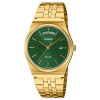 Casio – Belle montre classique dorée et fond vert pour hommes – Bracelet en acier inoxydable avec dateur jours/mois – MTP-B146G-3AV