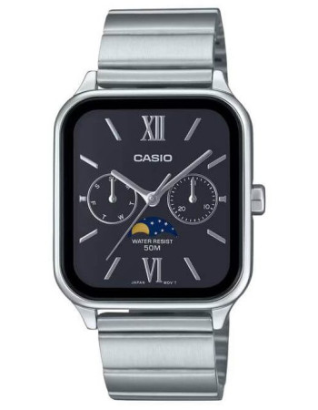 Casio – Montre pour hommes – Affichage des phases de lune – Tout en acier inoxydable – MTP-M305D-1A2V Casio – Montre pour hommes – Affichage des phases de lune – Tout en acier inoxydable – MTP-M305D-1A2V