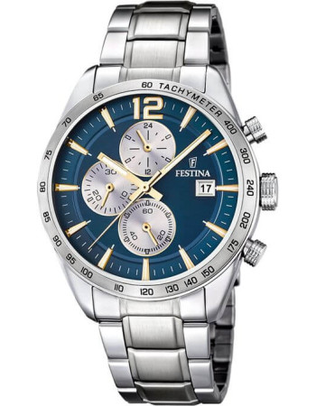 Festina – Chronographe pour hommes – Tout en acier inoxydable – Étanche 50 m – F16759/7