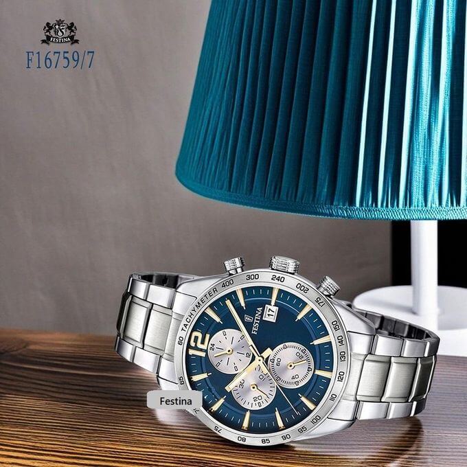 Festina – Chronographe pour hommes – Tout en acier inoxydable – Étanche 50 m – F16759/7