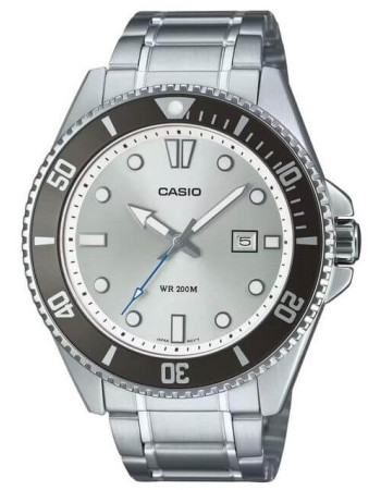 Casio – Sous-marine cadran blanc & lunette rotative noire – Dateur & étanche 200 m – MDV-107D-7AVDF