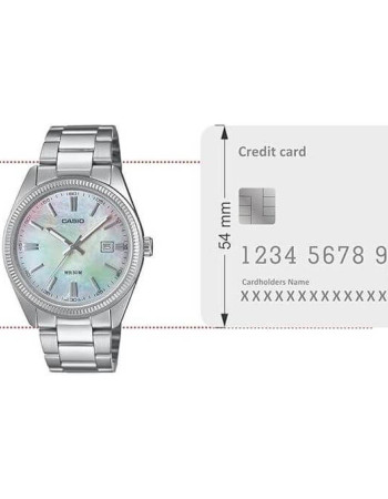 Casio – Montre classique au fond blanc nacré pour hommes – Étanche 50 m – Tout en acier inoxydable – MTP-1302DS-7AV Casio – Montre classique au fond blanc nacré pour hommes – Étanche 50 m – Tout en acier inoxydable – MTP-1302DS-7AV