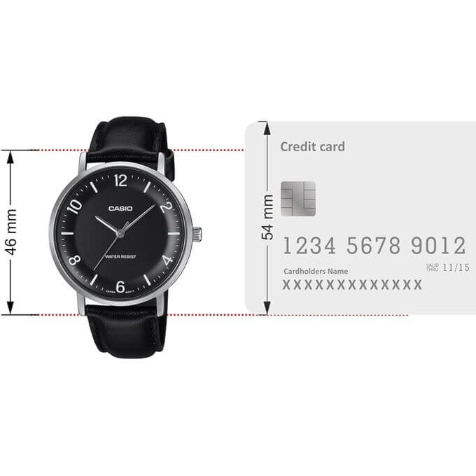 Casio – Montre classique noire avec bracelet en cuir noir pour hommes – Étanche – MTP-VT03L-1B