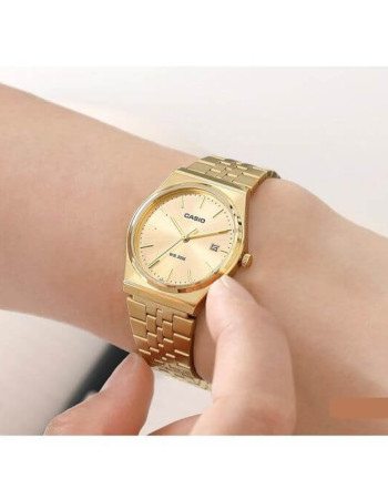 Casio – Montre classique au style rétro doré avec dateur et étanche pour hommes – Tout en acier inoxydable – MTP-B145G-9AV Casio – Montre classique au style rétro doré avec dateur et étanche pour hommes – Tout en acier inoxydable – MTP-B145G-9AV