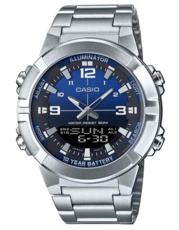 Casio – Montre fond bleu/noir pour homme en acier inoxydable – Analogique / Numérique – AMW-870DA-2A1VDF Casio – Montre fond bleu/noir pour homme en acier inoxydable – Analogique / Numérique – AMW-870DA-2A1VDF