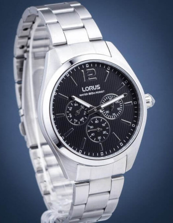 Lorus – Montre pour hommes au cadran noir et blanc avec motifs rayures – Étanche 50 m – RP623CX9