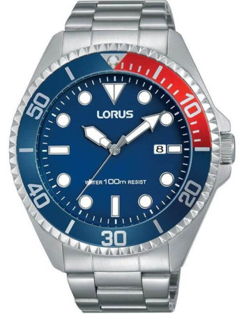 Lorus – Montre Homme modèle SPORT Argentée et Bleue – Étanche 100 m – RH941GX9