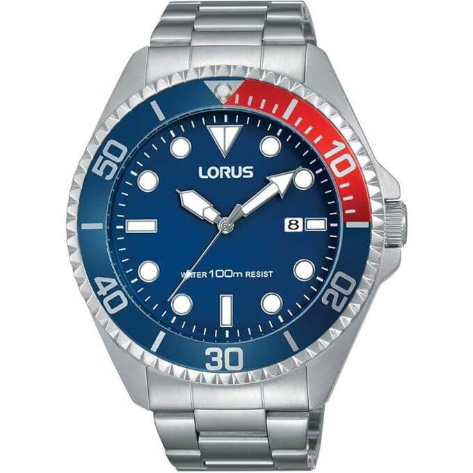Lorus – Montre Homme modèle SPORT Argentée et Bleue – Étanche 100 m – RH941GX9
