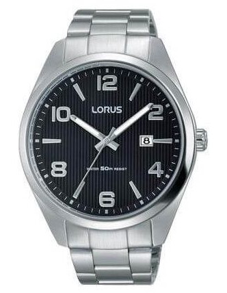 Lorus – Montre classique au fond noir et avec dateur pour hommes – Étanche – RH959GX9