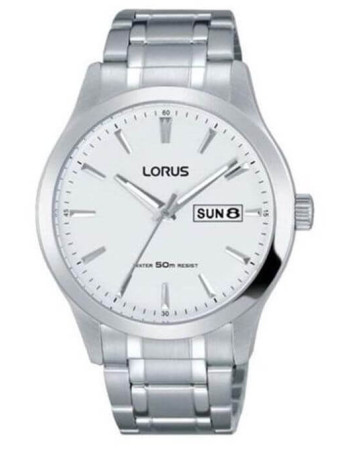 Lorus – Montre classique au fond blanc et avec dateur jours/mois pour hommes – Étanche – RXN25DX9