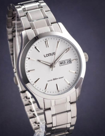Lorus – Montre classique au fond blanc et avec dateur jours/mois pour hommes – Étanche – RXN25DX9