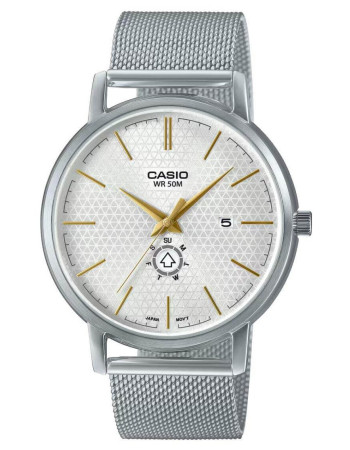 Casio – Simple, mais unique, Bracelet en mailles milanaise – Avec dateur jour/mois – Étanche – MTP-B125M-7AV