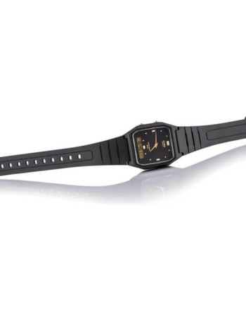 Casio – Double montres en cadran noir – Étanche jusqu’à 50 m – Bracelet en résine noir – AW-48HE-1AV