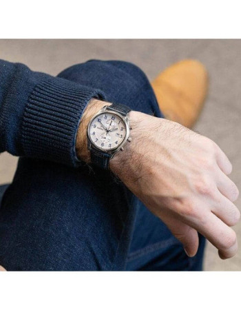 Festina – Montre pour hommes – Chronographe – Bracelet en cuir bleu – F6855/A